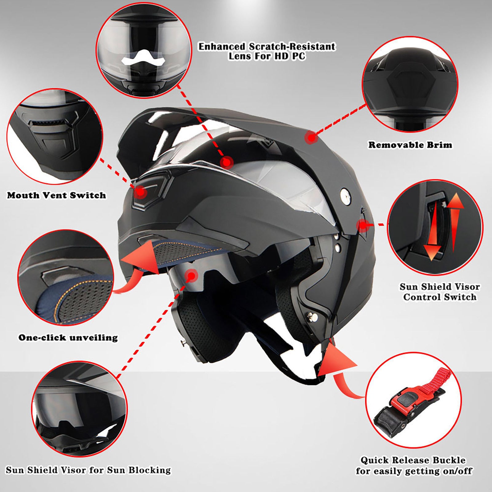 MOTORCYCLE HELMET MEN WOMEN DUAL SPORT MODULAR FLIP UP FULL FACE HELMET ADVENTURE DUAL VISOR: HJK910 DSPORT