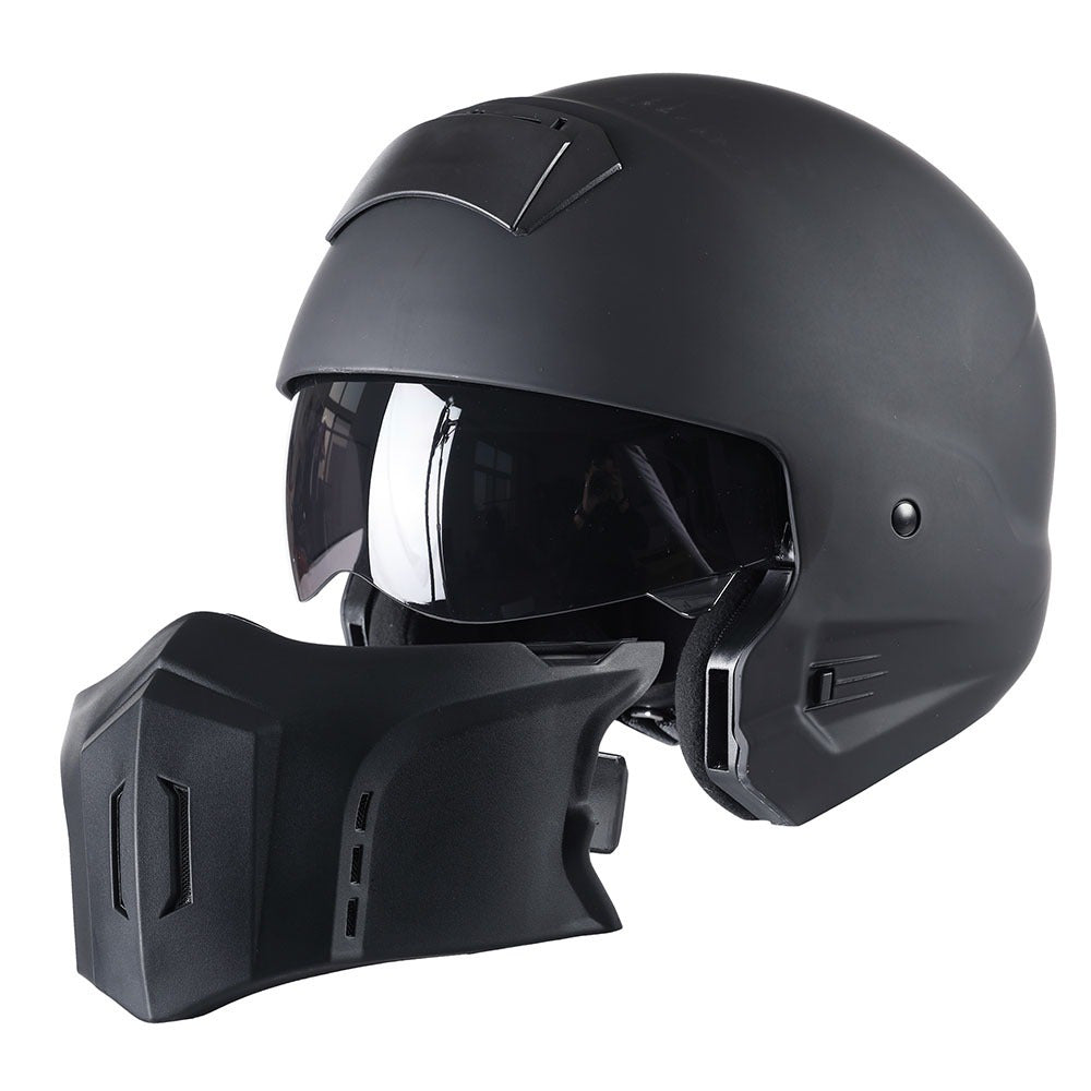 Motorcycle Full Face Helmet Open Face Helmet with Smoked Shield (Detachable Visor & Face Mask)