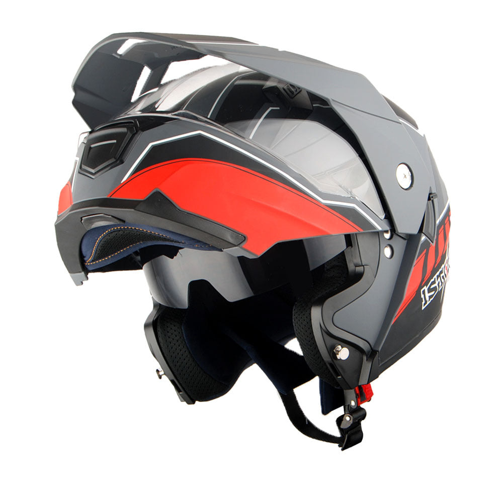 MOTORCYCLE HELMET MEN WOMEN DUAL SPORT MODULAR FLIP UP FULL FACE HELMET ADVENTURE DUAL VISOR: HJK910 DSPORT