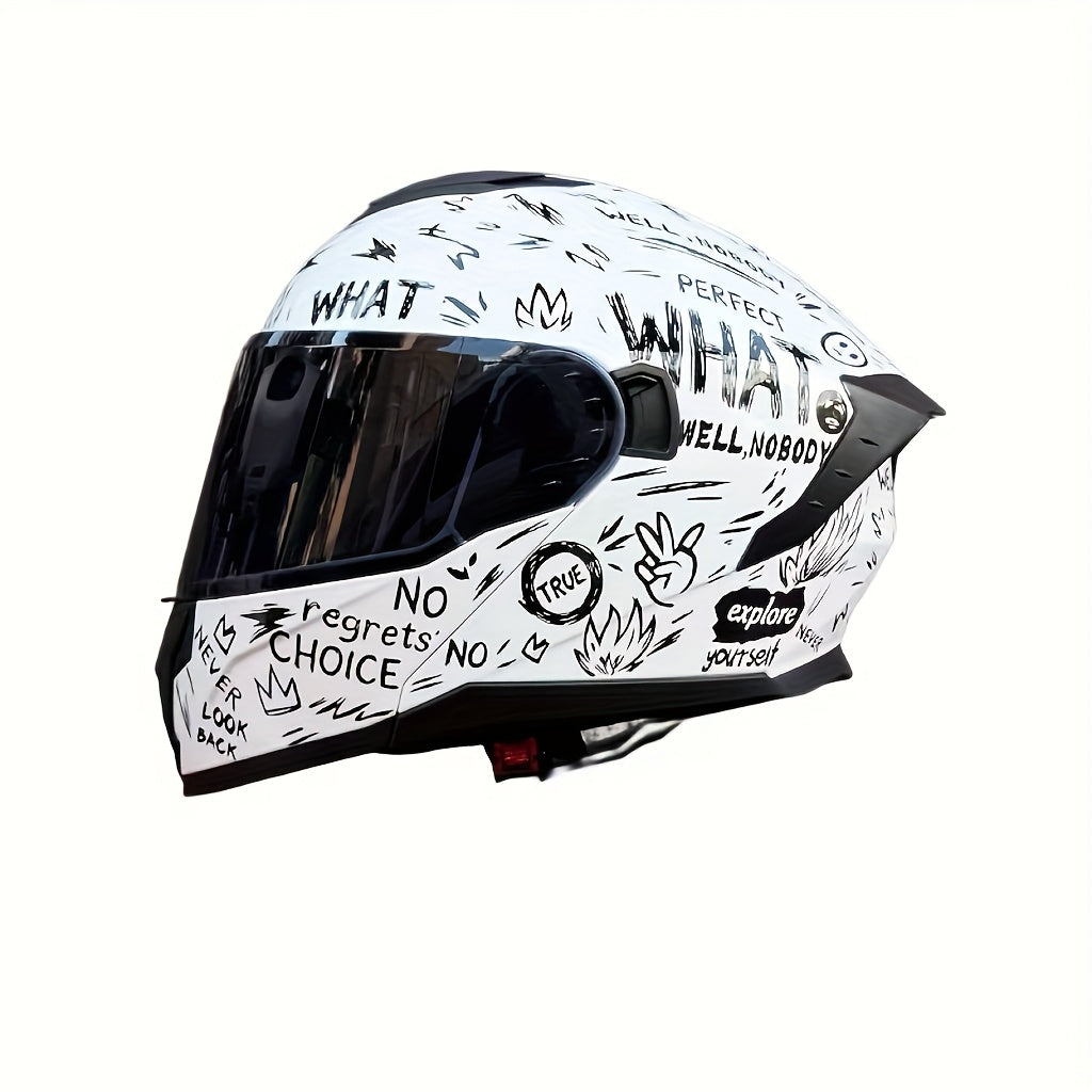 1pc Flip-Up\u002FFull Face Motorcycle Helmet with ABS & Multi-Density EPS Foam - Full Face Shield