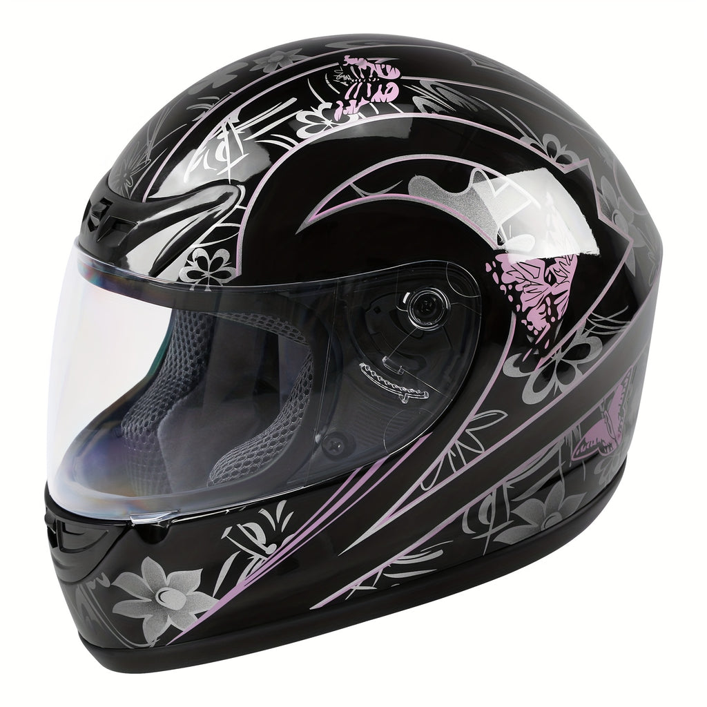 XFMT DOT Adult Motorcycle Bike Black Pink Butterfly Full Face Street Helmet S\u002FM\u002FL\u002FXL