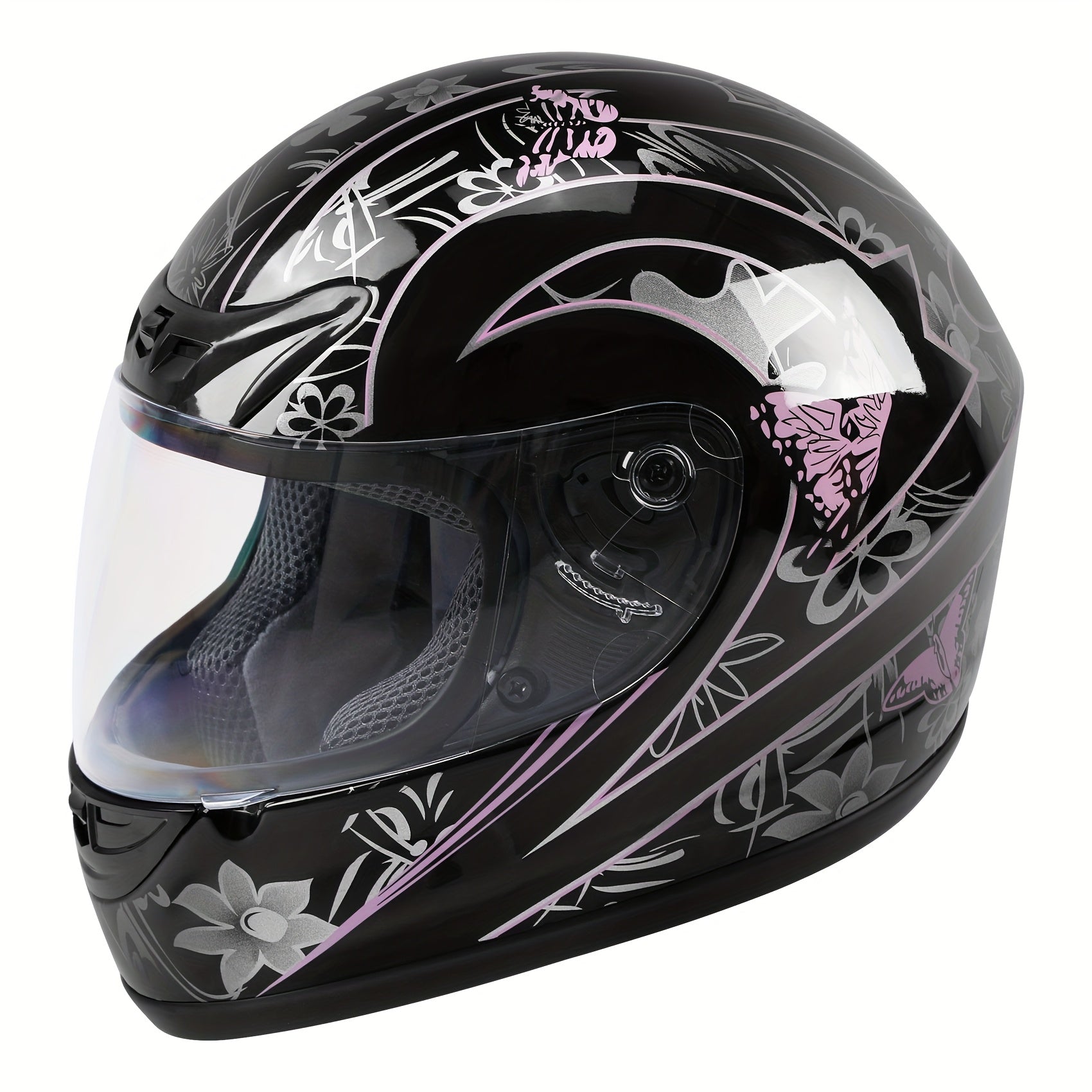XFMT DOT Adult Motorcycle Bike Black Pink Butterfly Full Face Street Helmet S\u002FM\u002FL\u002FXL