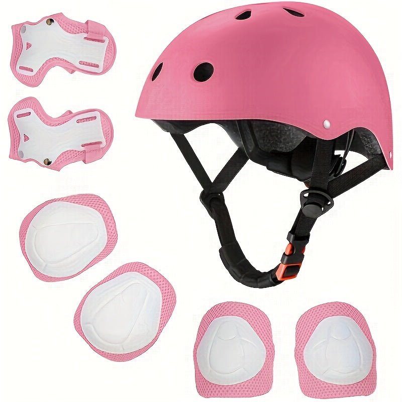 An Ideal Set of Outdoor Sports Gear for Boys And Girls Aged 3 to 12, Including a Outdoor Sports Suit, Adjustable Helmet, Knee Pads, Elbow Pads, And Wrist (7pcs)