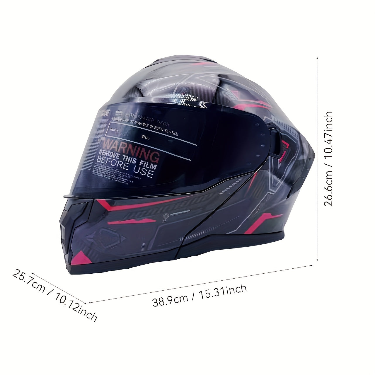 1pc Flip-Up\u002FFull Face Motorcycle Helmet with ABS & Multi-Density EPS Foam - Full Face Shield