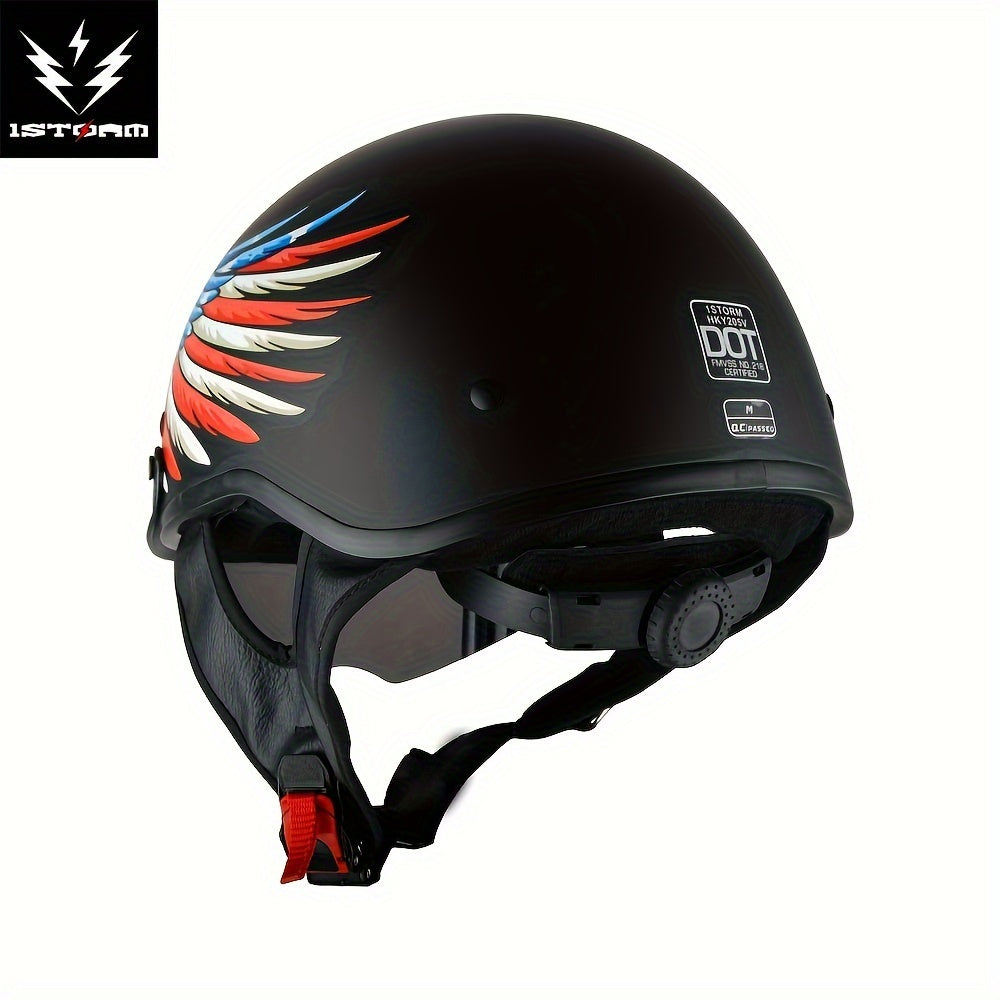 Motorcycle Half Face with Retractable Smoked Visor - Outer Visor & Adjustable Inner Visor System, Lightweight Half Design for Wind Noise, Aerodynamic Riding - Compatible with Goggles ( Without Glasses)