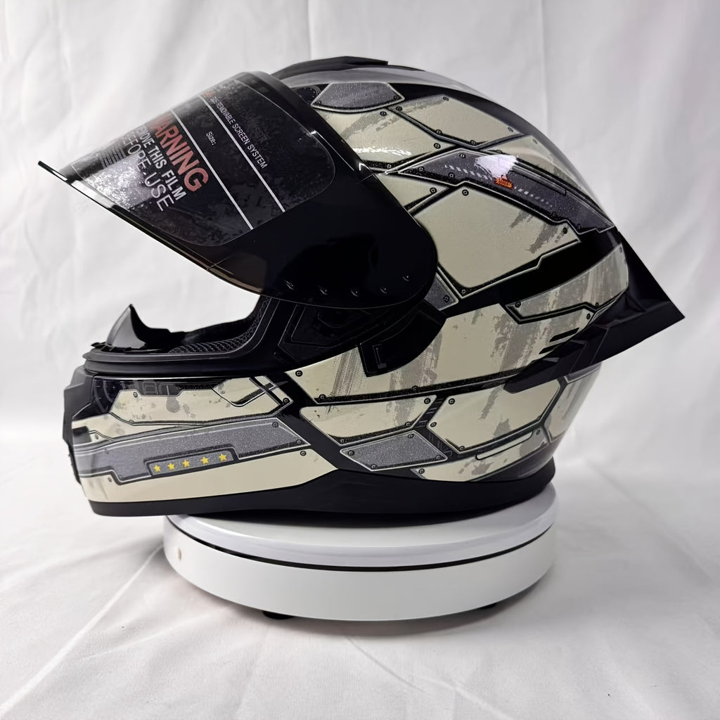 1pc Full Face Motorcycle Helmet Winter Warm Double Visor Motorcycle Helmet Double Interlining Replaceable Street Fashion Full-Face Helmet Christmas Gift, Birthday Gift