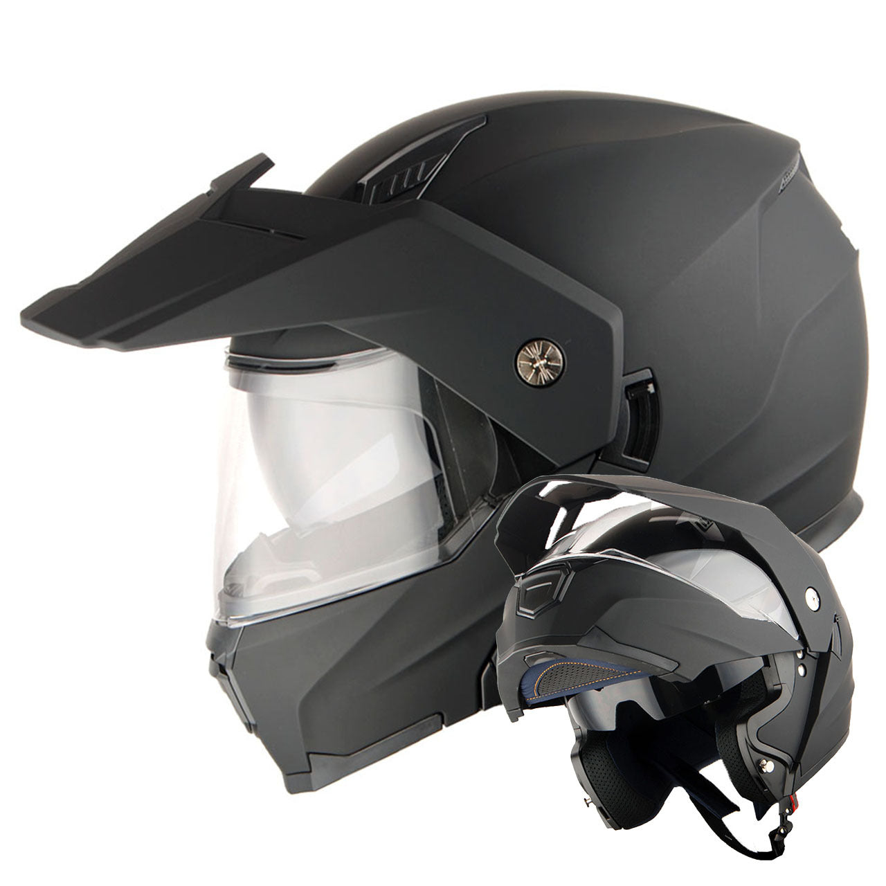 MOTORCYCLE HELMET MEN WOMEN DUAL SPORT MODULAR FLIP UP FULL FACE HELMET ADVENTURE DUAL VISOR: HJK910 DSPORT