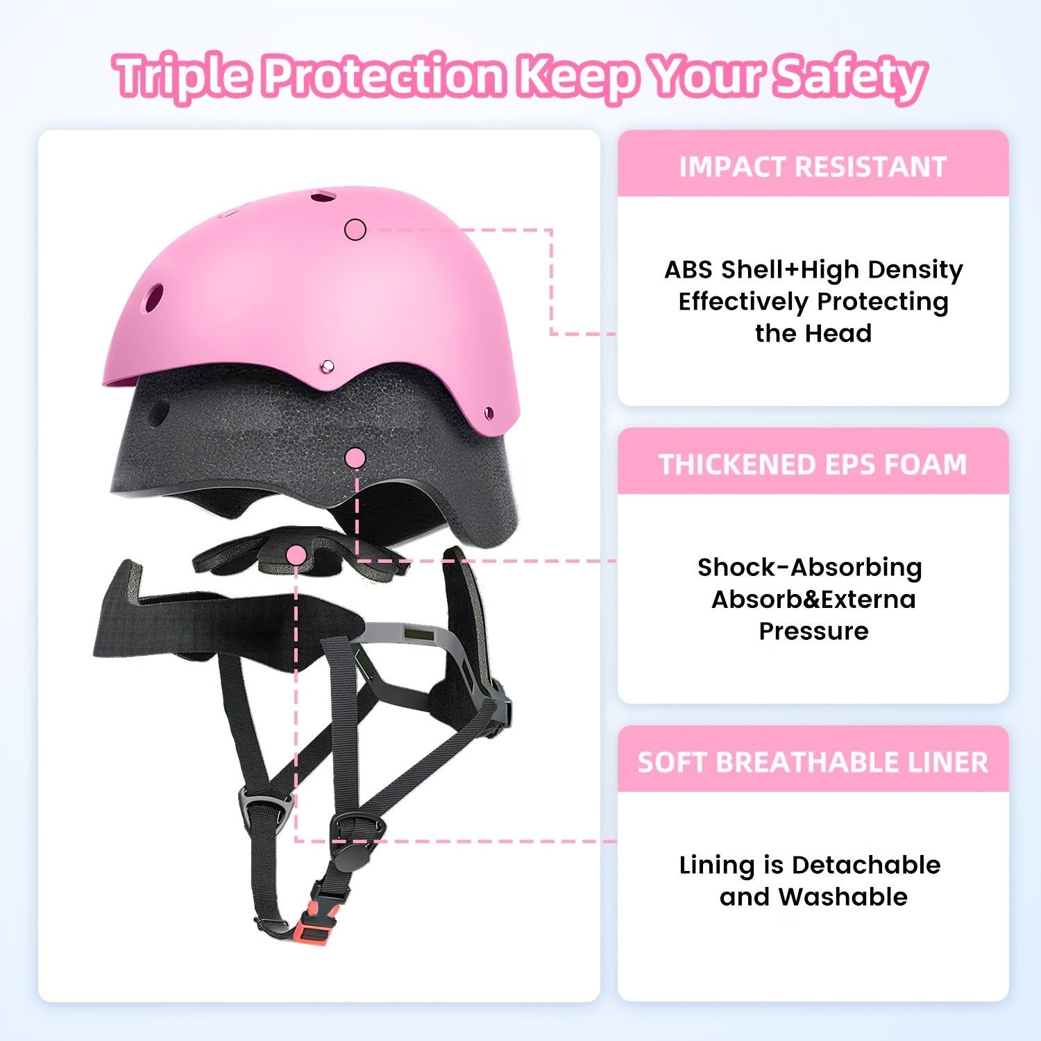 Kids Bike Helmet, 1pc Unisex Adjustable Sports Helmet with Removable Liner - Sleek Matte End, Ventilation Holes for Breathability, Perfect for Halloween, Christmas, And Birthday Gifts, X-Small for \u002F 18.89''- 21.65''