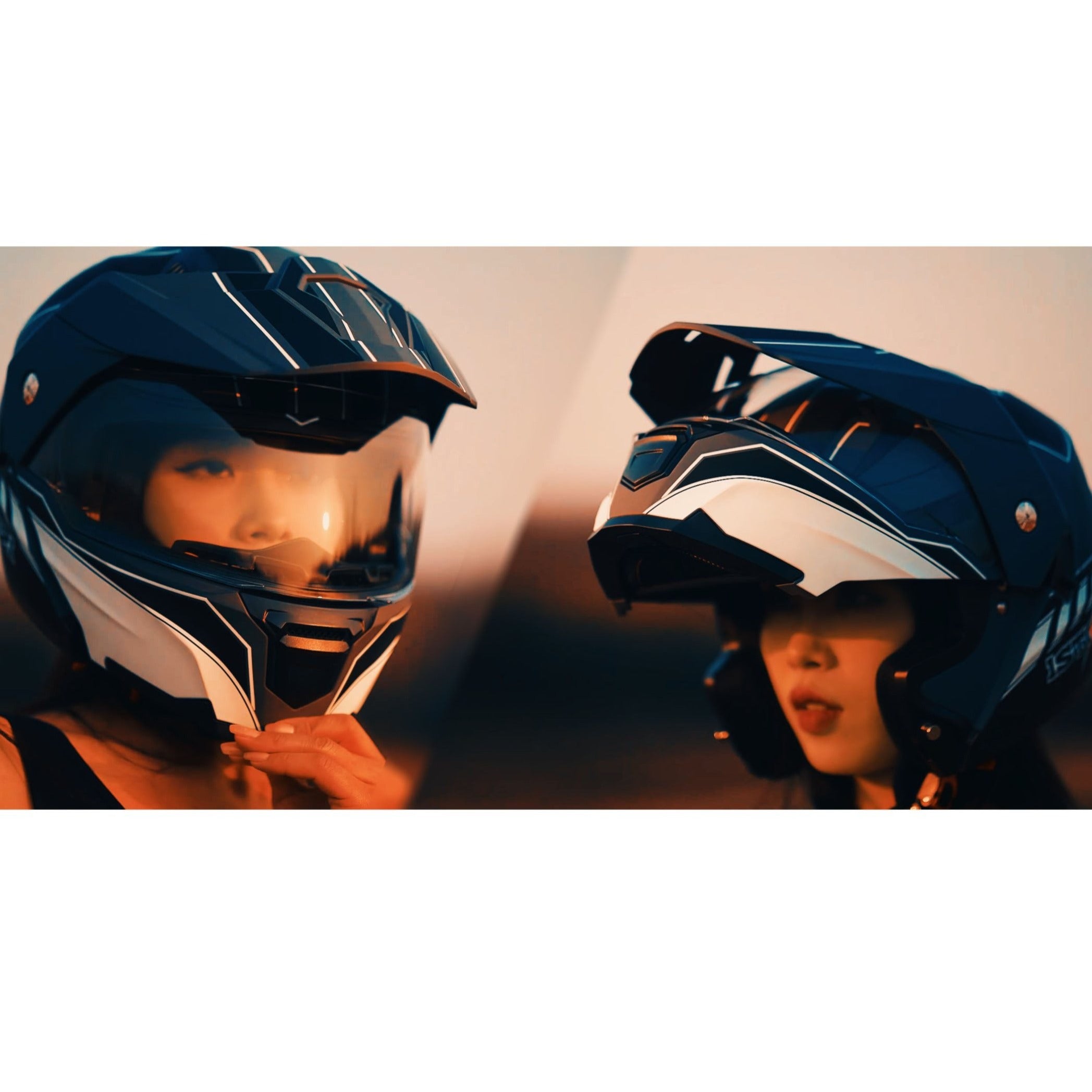 MOTORCYCLE HELMET MEN WOMEN DUAL SPORT MODULAR FLIP UP FULL FACE HELMET ADVENTURE DUAL VISOR: HJK910 DSPORT