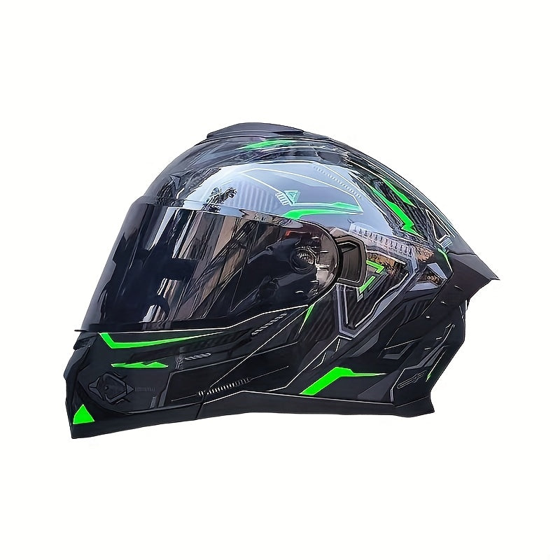 1pc Flip-Up\u002FFull Face Motorcycle Helmet with ABS & Multi-Density EPS Foam - Full Face Shield