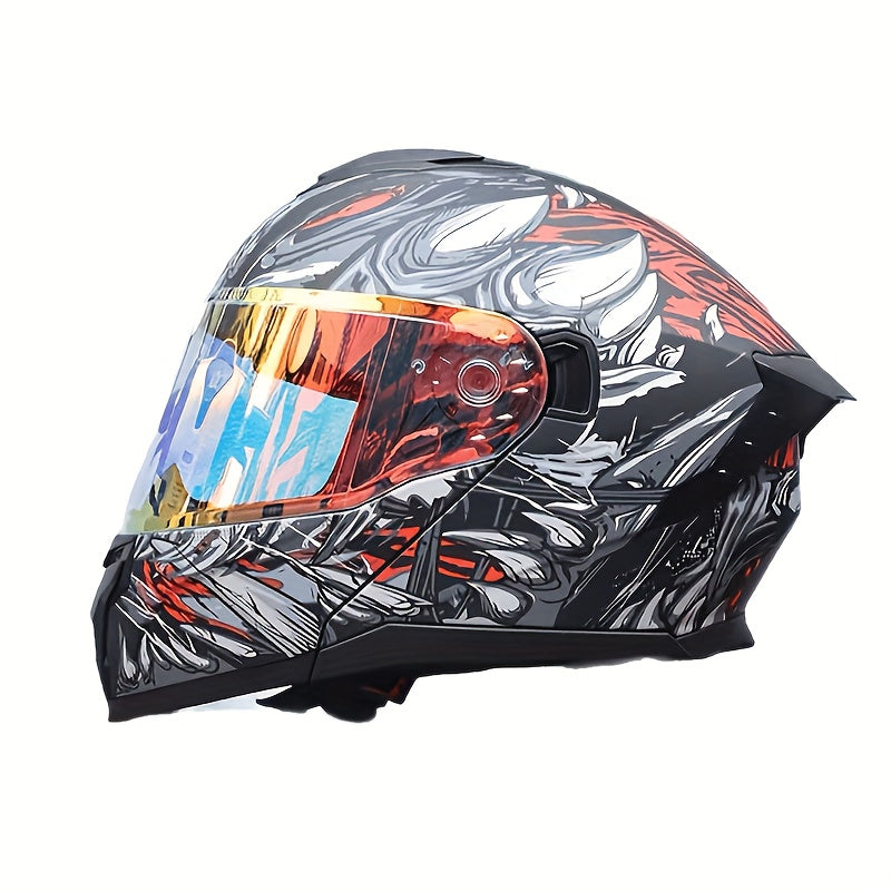 1pc Flip-Up\u002FFull Face Motorcycle Helmet with ABS & Multi-Density EPS Foam - Full Face Shield
