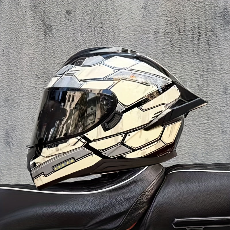 1pc Full Face Motorcycle Helmet Winter Warm Double Visor Motorcycle Helmet Double Interlining Replaceable Street Fashion Full-Face Helmet Christmas Gift, Birthday Gift