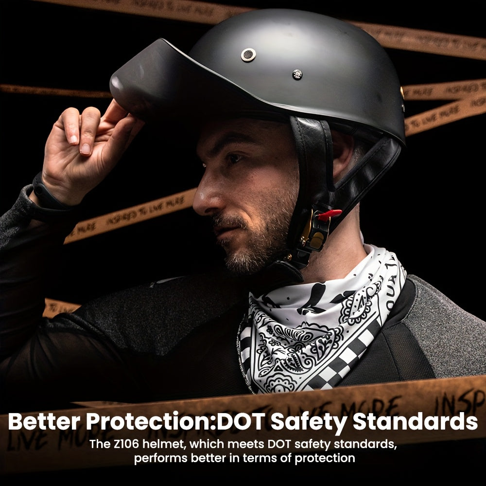 Half Helmet Motorcycle Baseball Helmet Half Cap Quick Release Buckle DOT Motocross Suits Men Women Z106