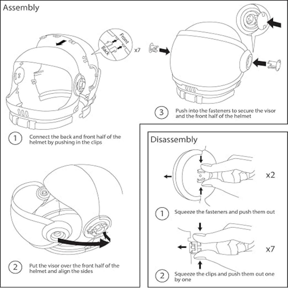 Kids Astronaut Helmet with Movable Visor & USA Flag Logo - Realistic Space Costume Set, Adjustable White & Blue Visor, Foam Padding, Durable Pretend Play Toy for & 5-12 (Halloween, Dress Up)