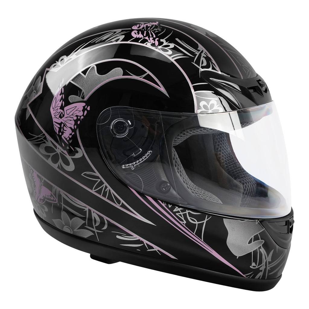 XFMT DOT Adult Motorcycle Bike Black Pink Butterfly Full Face Street Helmet S\u002FM\u002FL\u002FXL