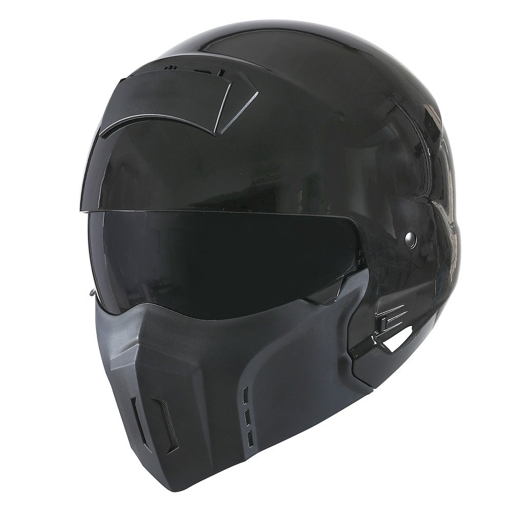 Motorcycle Full Face Helmet Open Face Helmet with Smoked Shield (Detachable Visor & Face Mask)