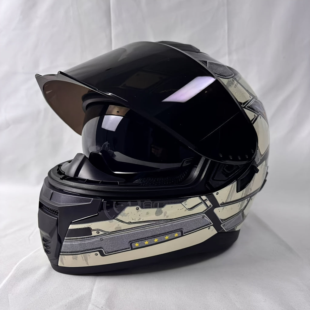 1pc Full Face Motorcycle Helmet Winter Warm Double Visor Motorcycle Helmet Double Interlining Replaceable Street Fashion Full-Face Helmet Christmas Gift, Birthday Gift