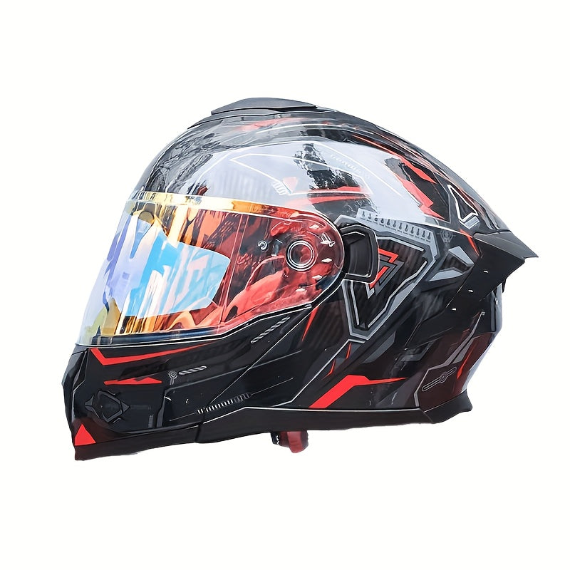 1pc Flip-Up\u002FFull Face Motorcycle Helmet with ABS & Multi-Density EPS Foam - Full Face Shield