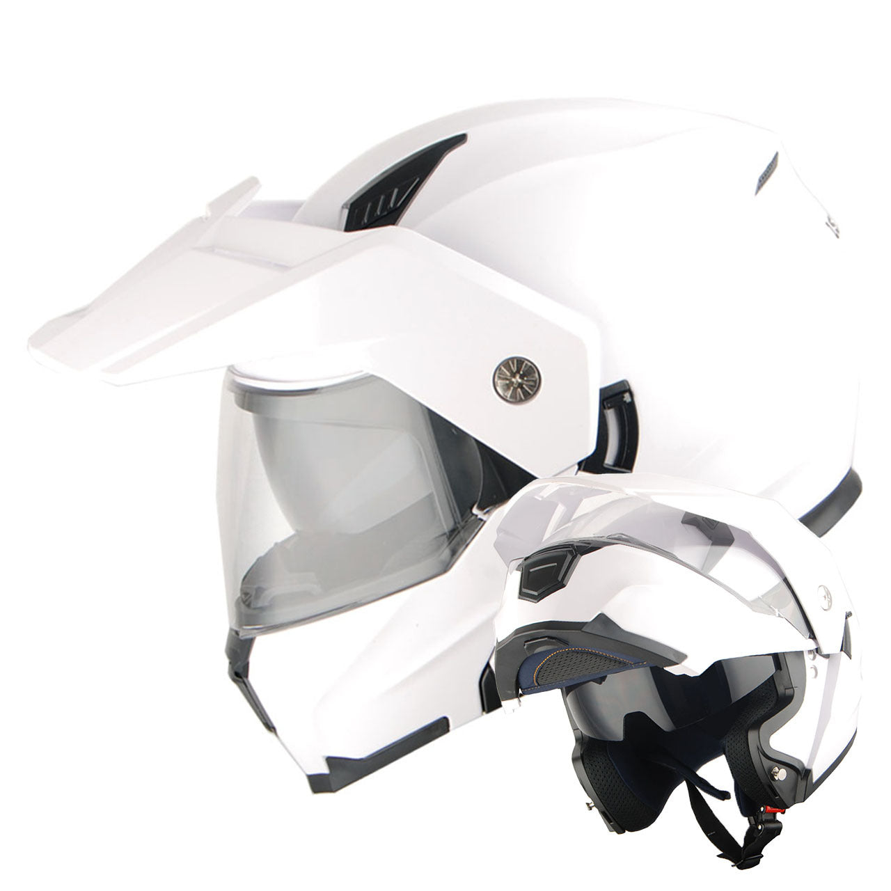 MOTORCYCLE HELMET MEN WOMEN DUAL SPORT MODULAR FLIP UP FULL FACE HELMET ADVENTURE DUAL VISOR: HJK910 DSPORT