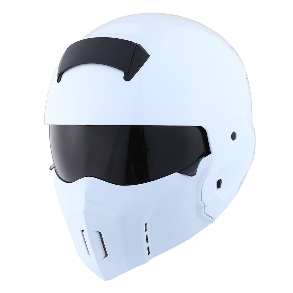 Motorcycle Full Face Helmet Open Face Helmet with Smoked Shield (Detachable Visor & Face Mask)