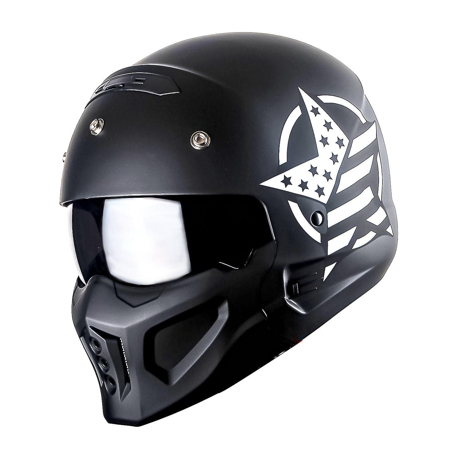 Motorcycle Full Face Helmet Open Face Helmet with Smoked Shield (Detachable Visor & Face Mask)