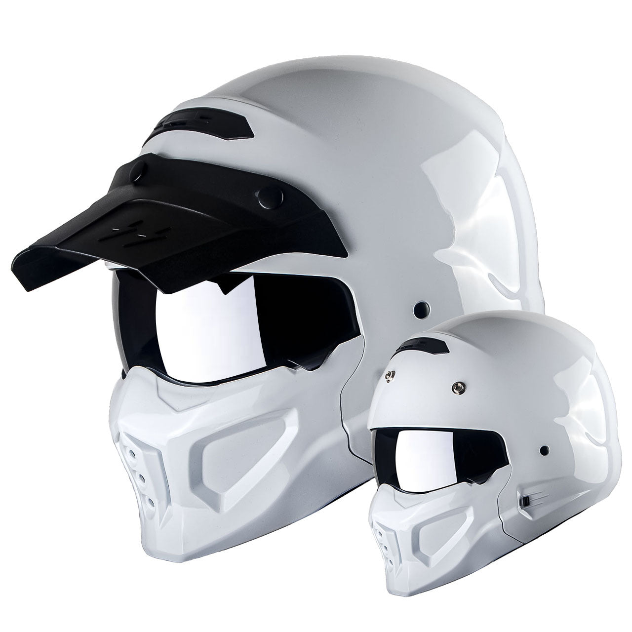 Motorcycle Full Face Helmet Open Face Helmet with Smoked Shield (Detachable Visor & Face Mask)