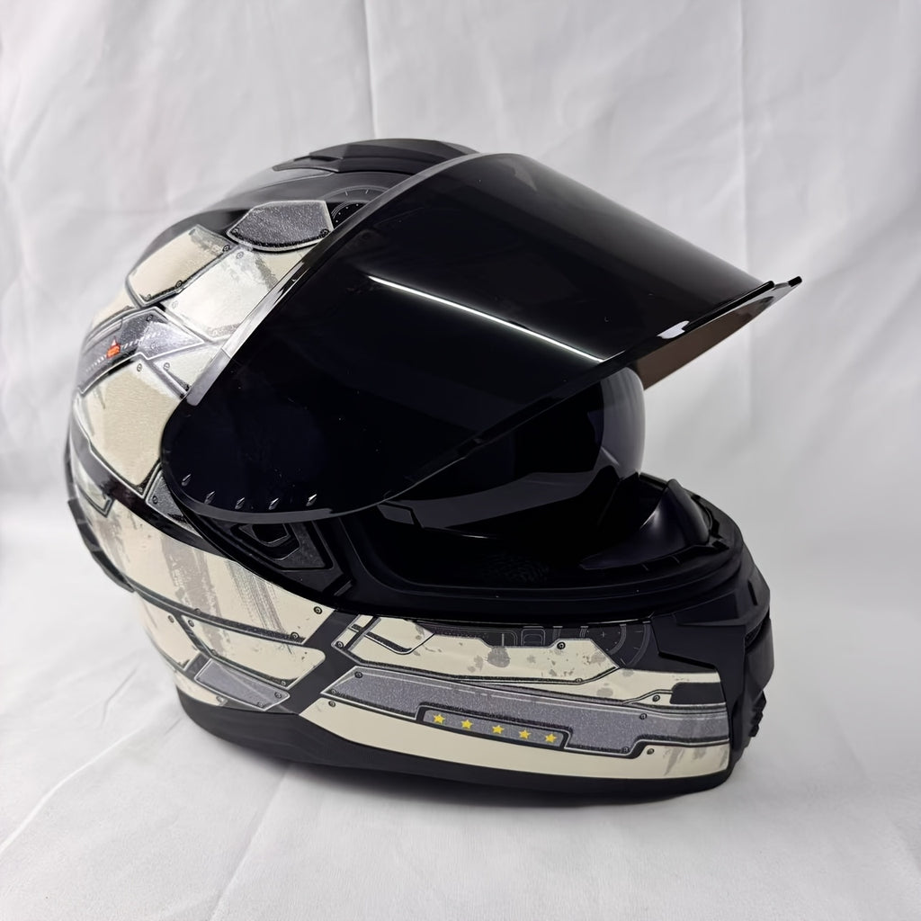 1pc Full Face Motorcycle Helmet Winter Warm Double Visor Motorcycle Helmet Double Interlining Replaceable Street Fashion Full-Face Helmet Christmas Gift, Birthday Gift