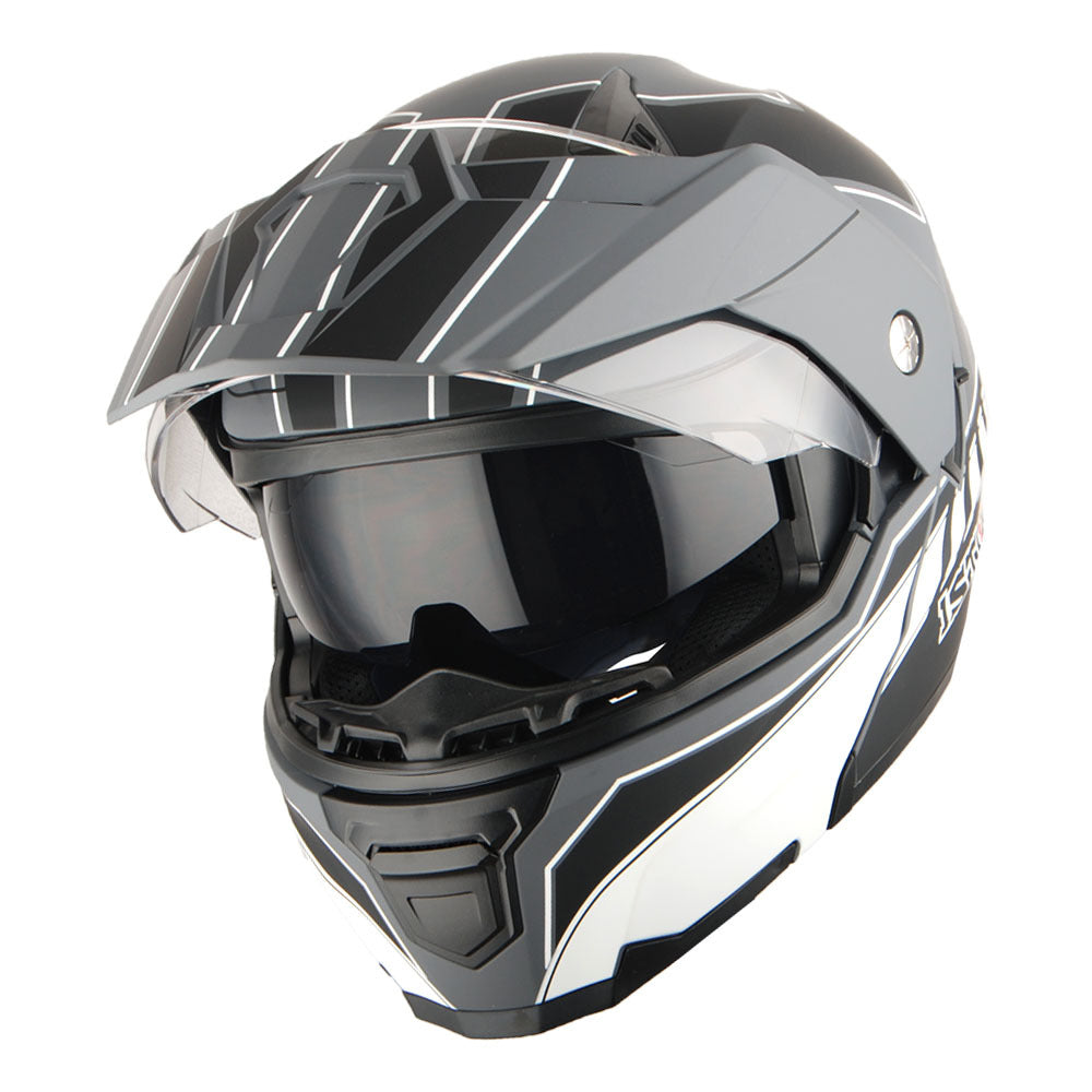 MOTORCYCLE HELMET MEN WOMEN DUAL SPORT MODULAR FLIP UP FULL FACE HELMET ADVENTURE DUAL VISOR: HJK910 DSPORT