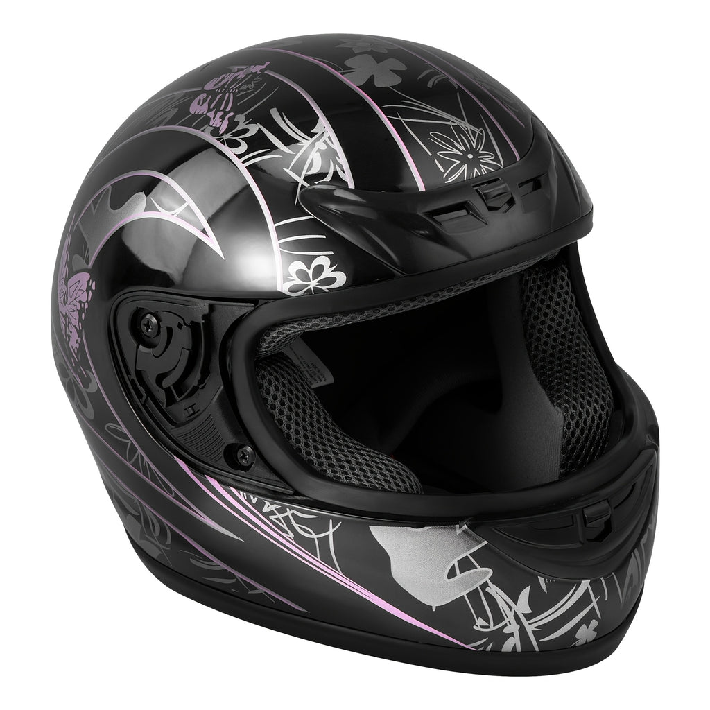 XFMT DOT Adult Motorcycle Bike Black Pink Butterfly Full Face Street Helmet S\u002FM\u002FL\u002FXL