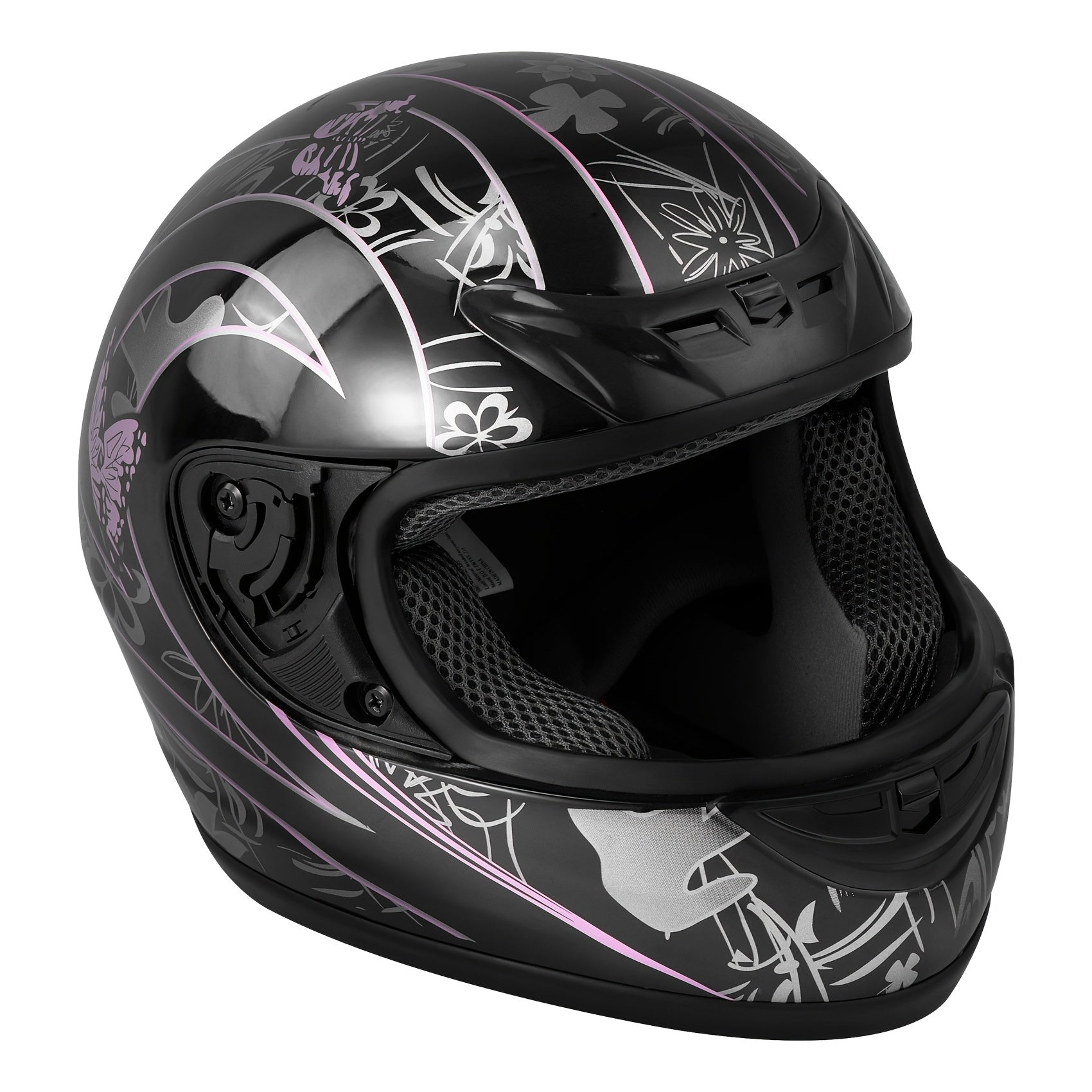 XFMT DOT Adult Motorcycle Bike Black Pink Butterfly Full Face Street Helmet S\u002FM\u002FL\u002FXL