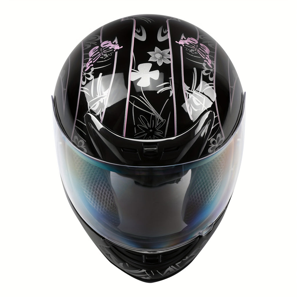 XFMT DOT Adult Motorcycle Bike Black Pink Butterfly Full Face Street Helmet S\u002FM\u002FL\u002FXL